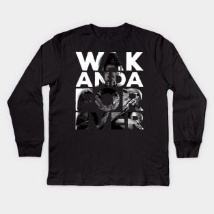 Wakanda Forever Tribute Chadwick Boseman Kids Long Sleeve T-Shirt